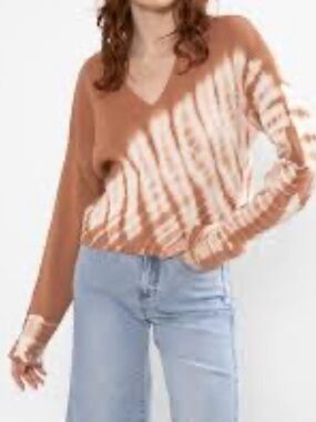 LA hearts by pacsun - tan tie dye cropped sweater 100% cotton